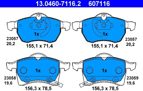 ATE 13.0460-7116.2 - Set placute frana,frana disc aaoparts.ro