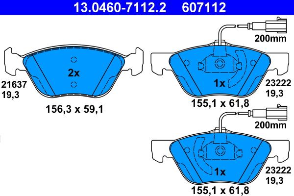 ATE 13.0460-7112.2 - Set placute frana,frana disc aaoparts.ro