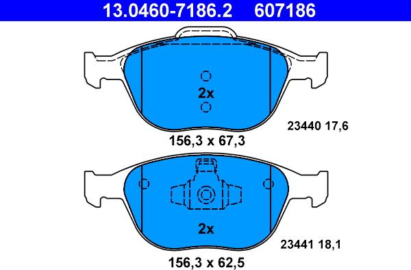 ATE 13.0460-7186.2 - Set placute frana,frana disc aaoparts.ro