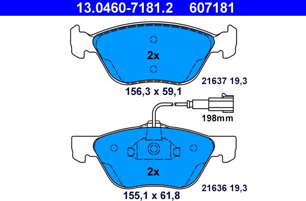 ATE 13.0460-7181.2 - Set placute frana,frana disc aaoparts.ro