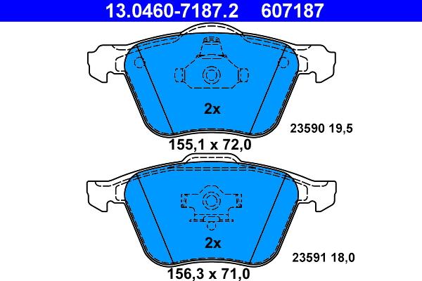 ATE 13.0460-7187.2 - Set placute frana,frana disc aaoparts.ro