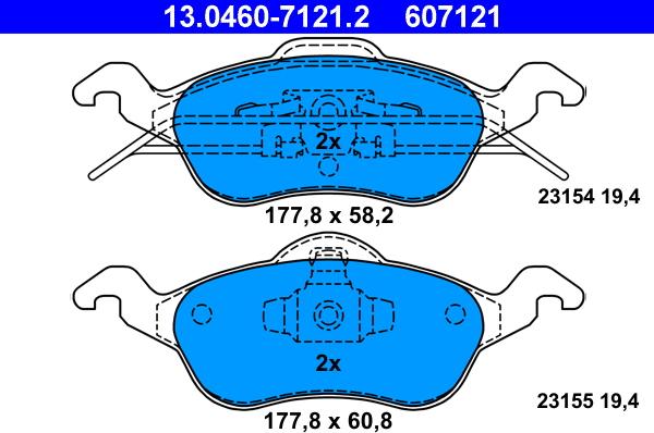 ATE 13.0460-7121.2 - Set placute frana,frana disc aaoparts.ro