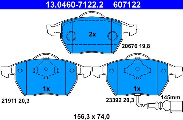 ATE 13.0460-7122.2 - Set placute frana,frana disc aaoparts.ro