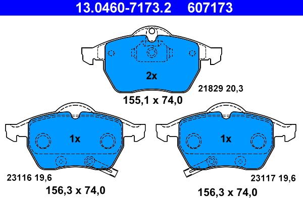 ATE 13.0460-7173.2 - Set placute frana,frana disc aaoparts.ro