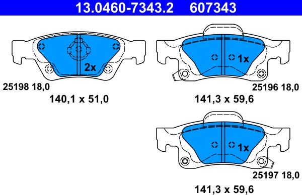 ATE 13.0460-7343.2 - Set placute frana,frana disc aaoparts.ro