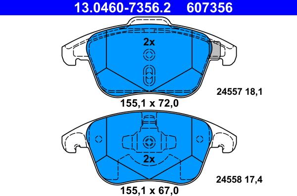 ATE 13.0460-7356.2 - Set placute frana,frana disc aaoparts.ro