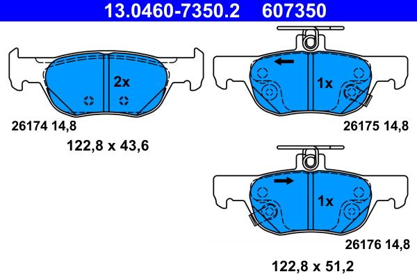 ATE 13.0460-7350.2 - Set placute frana,frana disc aaoparts.ro