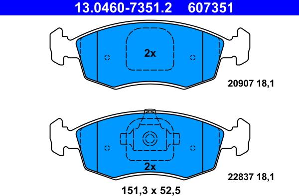 ATE 13.0460-7351.2 - Set placute frana,frana disc aaoparts.ro