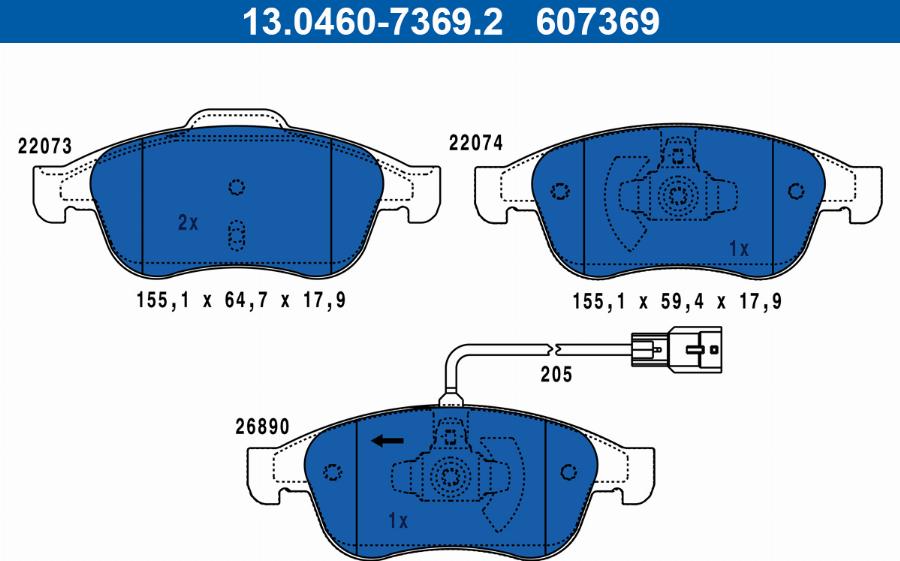 ATE 13.0460-7369.2 - Set placute frana,frana disc aaoparts.ro