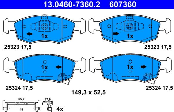 ATE 13.0460-7360.2 - Set placute frana,frana disc aaoparts.ro