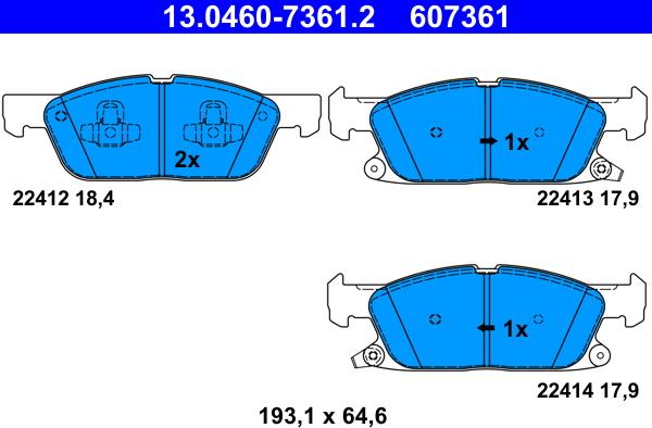 ATE 13.0460-7361.2 - Set placute frana,frana disc aaoparts.ro