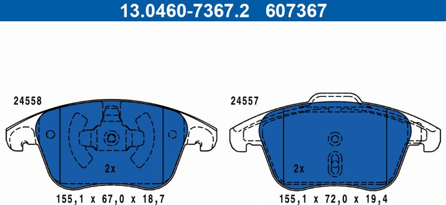 ATE 13.0460-7367.2 - Set placute frana,frana disc aaoparts.ro