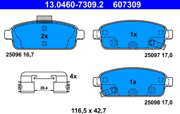 ATE 13.0460-7309.2 - Set placute frana,frana disc aaoparts.ro