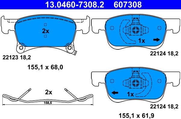 ATE 13.0460-7308.2 - Set placute frana,frana disc aaoparts.ro