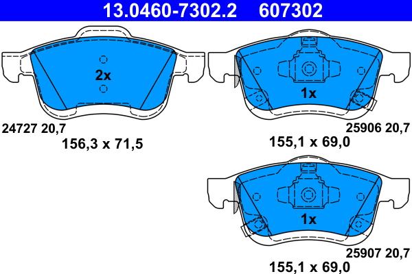 ATE 13.0460-7302.2 - Set placute frana,frana disc aaoparts.ro