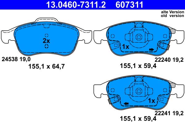 ATE 13.0460-7311.2 - Set placute frana,frana disc aaoparts.ro