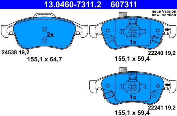 ATE 13.0460-7311.2 - Set placute frana,frana disc aaoparts.ro