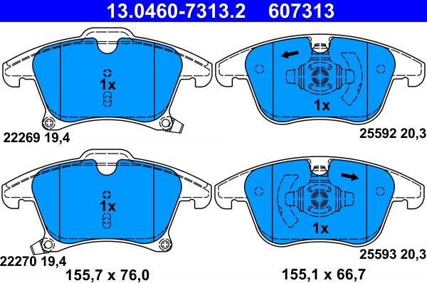 ATE 13.0460-7313.2 - Set placute frana,frana disc aaoparts.ro