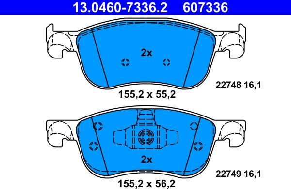 ATE 13.0460-7336.2 - Set placute frana,frana disc aaoparts.ro