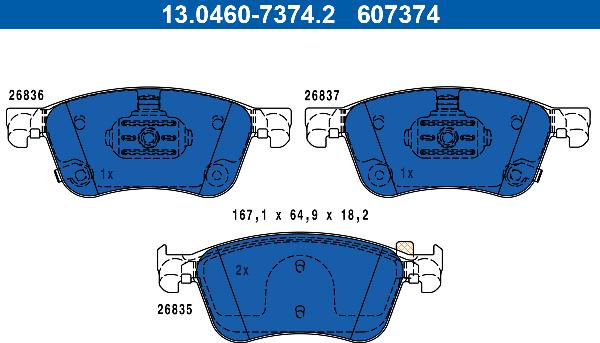 ATE 13.0460-7374.2 - Set placute frana,frana disc aaoparts.ro