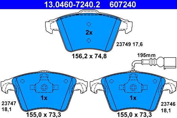 ATE 13.0460-7240.2 - Set placute frana,frana disc aaoparts.ro