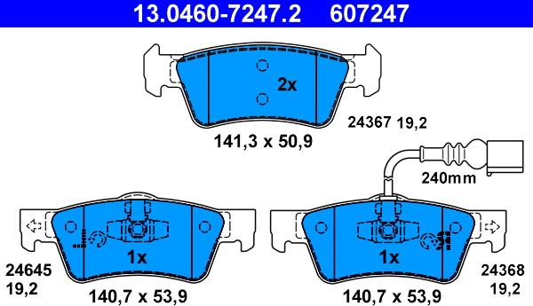 ATE 13.0460-7247.2 - Set placute frana,frana disc aaoparts.ro