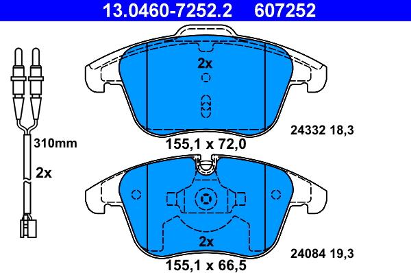 ATE 13.0460-7252.2 - Set placute frana,frana disc aaoparts.ro