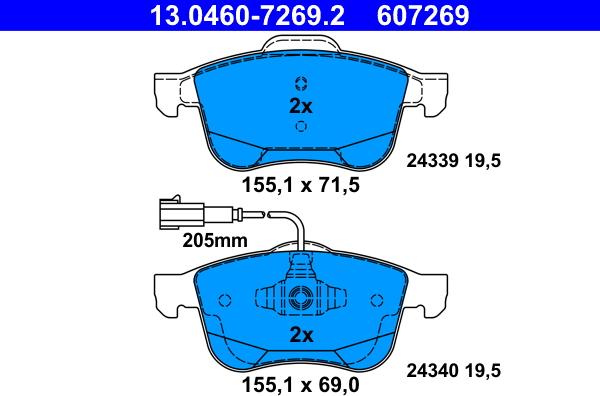 ATE 13.0460-7269.2 - Set placute frana,frana disc aaoparts.ro