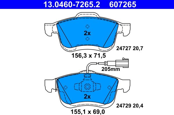 ATE 13.0460-7265.2 - Set placute frana,frana disc aaoparts.ro