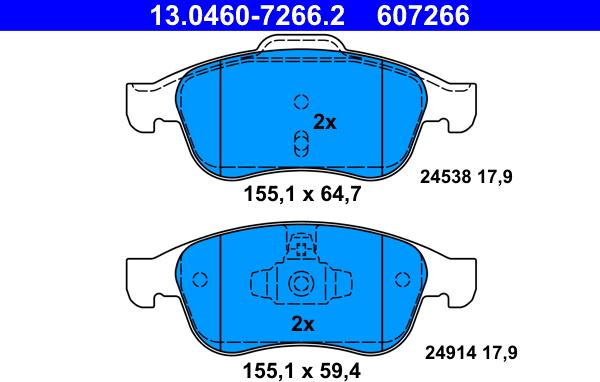 ATE 13.0460-7266.2 - Set placute frana,frana disc aaoparts.ro