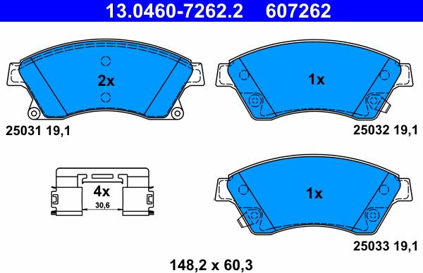 ATE 13.0460-7262.2 - Set placute frana,frana disc aaoparts.ro