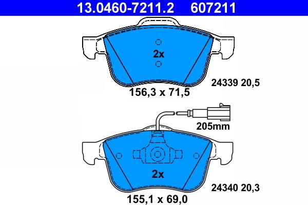 ATE 13.0460-7211.2 - Set placute frana,frana disc aaoparts.ro