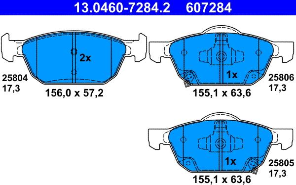 ATE 13.0460-7284.2 - Set placute frana,frana disc aaoparts.ro