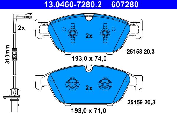 ATE 13.0460-7280.2 - Set placute frana,frana disc aaoparts.ro