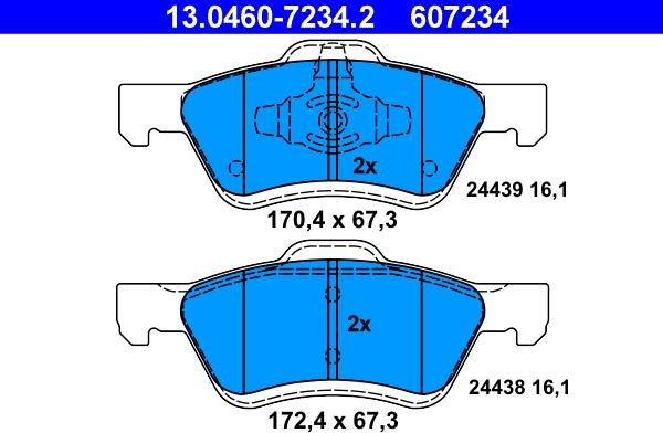 ATE 13.0460-7234.2 - Set placute frana,frana disc aaoparts.ro