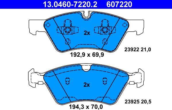 ATE 13.0460-7220.2 - Set placute frana,frana disc aaoparts.ro