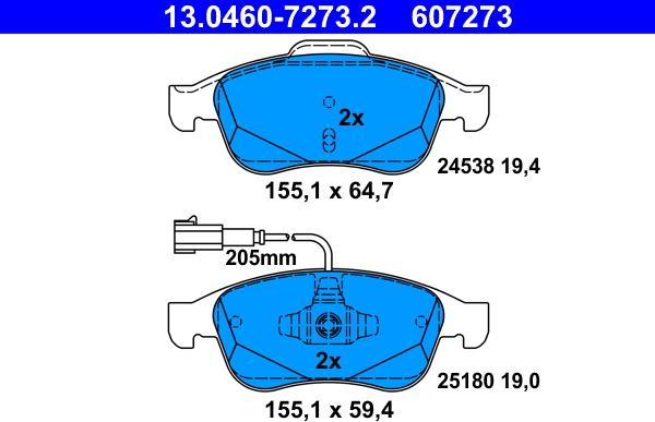 ATE 13.0460-7273.2 - Set placute frana,frana disc aaoparts.ro