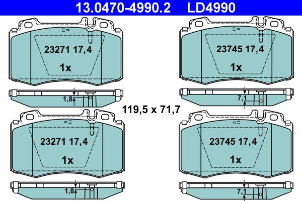 ATE 13.0470-4990.2 - Set placute frana,frana disc aaoparts.ro