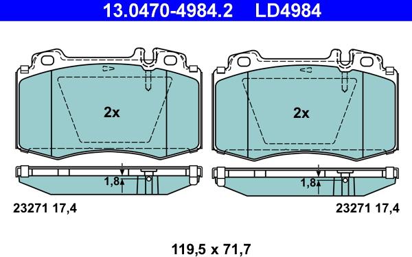 ATE 13.0470-4984.2 - Set placute frana,frana disc aaoparts.ro