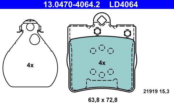 ATE 13.0470-4064.2 - Set placute frana,frana disc aaoparts.ro