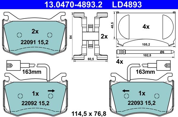 ATE 13.0470-4893.2 - Set placute frana,frana disc aaoparts.ro