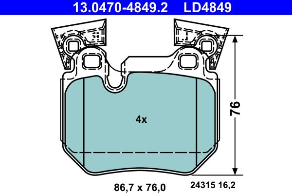 ATE 13.0470-4849.2 - Set placute frana,frana disc aaoparts.ro