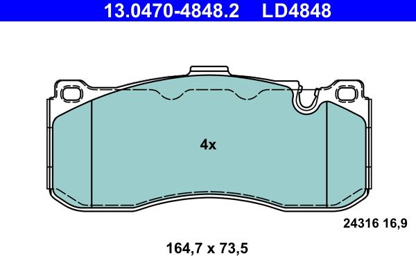 ATE 13.0470-4848.2 - Set placute frana,frana disc aaoparts.ro