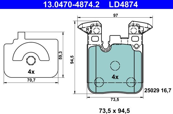 ATE 13.0470-4874.2 - Set placute frana,frana disc aaoparts.ro