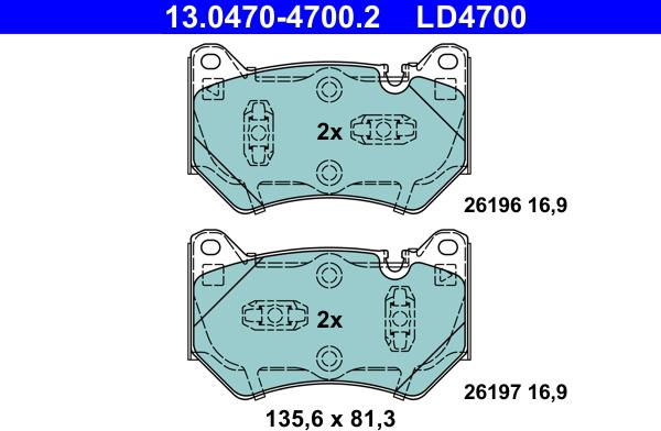 ATE 13.0470-4700.2 - Set placute frana,frana disc aaoparts.ro