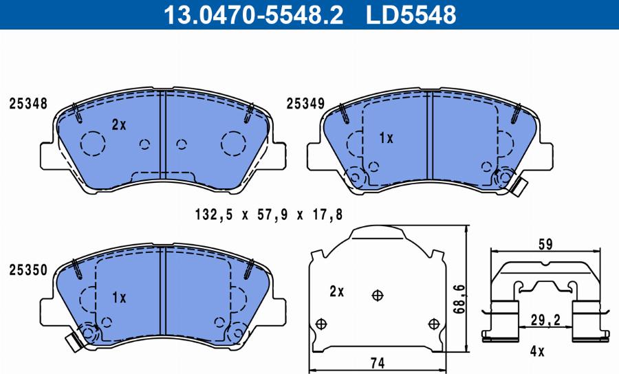 ATE 13.0470-5548.2 - Set placute frana,frana disc aaoparts.ro