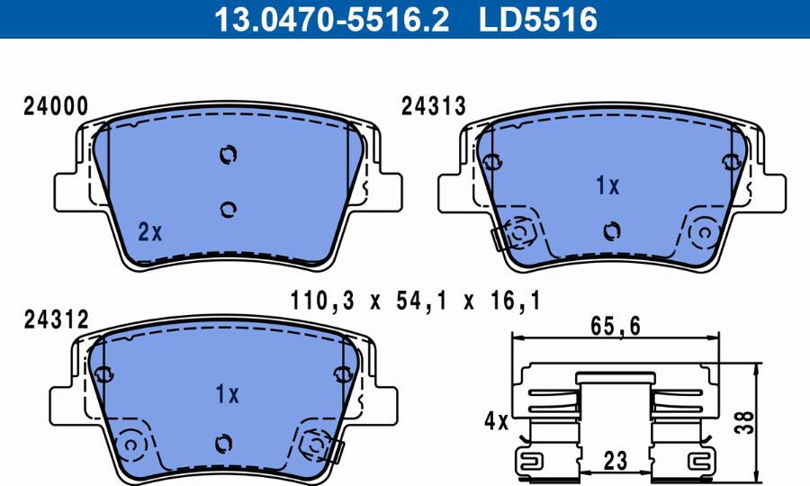 ATE 13.0470-5516.2 - Set placute frana,frana disc aaoparts.ro