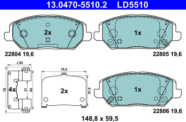 ATE 13.0470-5510.2 - Set placute frana,frana disc aaoparts.ro