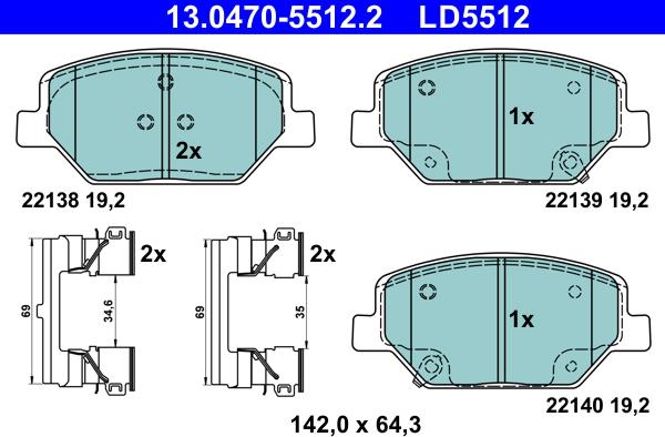 ATE 13.0470-5512.2 - Set placute frana,frana disc aaoparts.ro