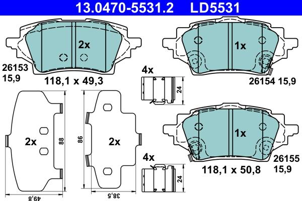 ATE 13.0470-5531.2 - Set placute frana,frana disc aaoparts.ro